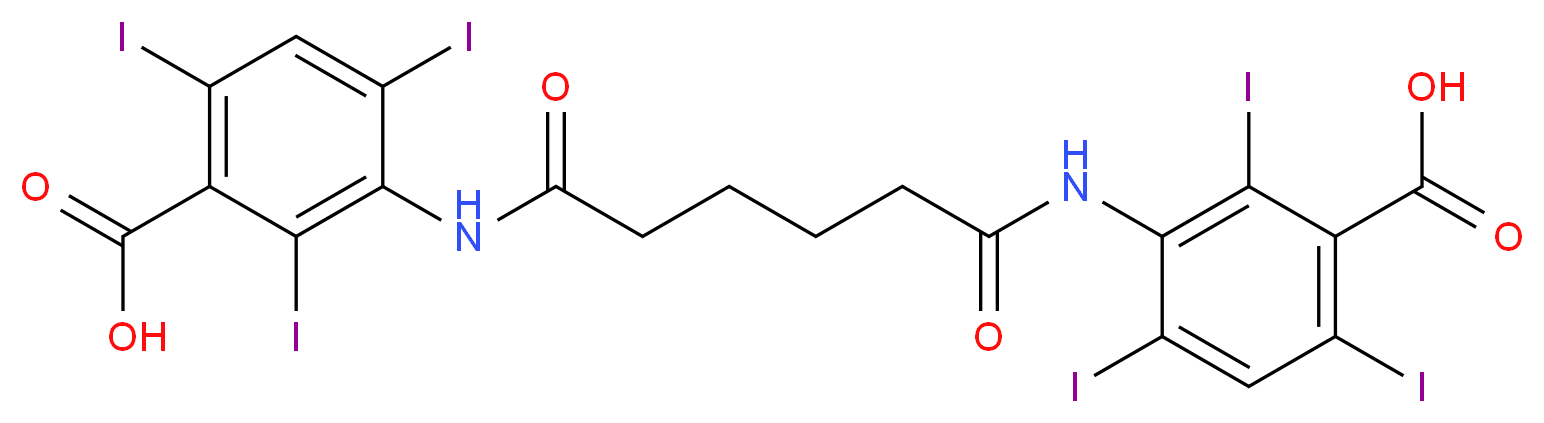 3-{5-[(3-carboxy-2,4,6-triiodophenyl)carbamoyl]pentanamido}-2,4,6-triiodobenzoic acid_分子结构_CAS_606-17-7