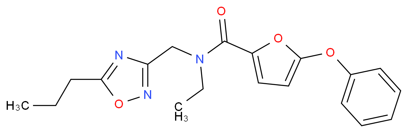 N-ethyl-5-phenoxy-N-[(5-propyl-1,2,4-oxadiazol-3-yl)methyl]-2-furamide_分子结构_CAS_)