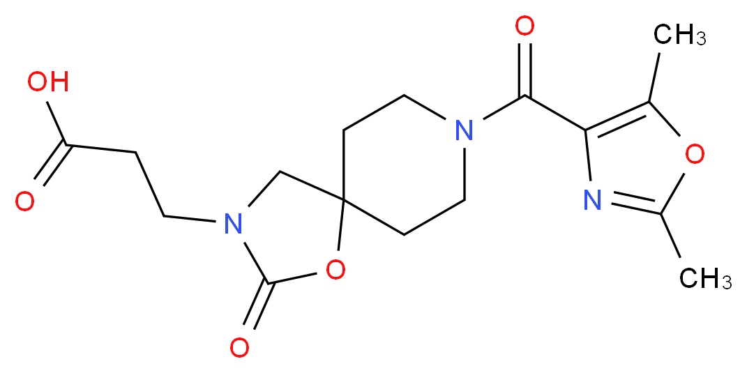 3-{8-[(2,5-dimethyl-1,3-oxazol-4-yl)carbonyl]-2-oxo-1-oxa-3,8-diazaspiro[4.5]dec-3-yl}propanoic acid_分子结构_CAS_)