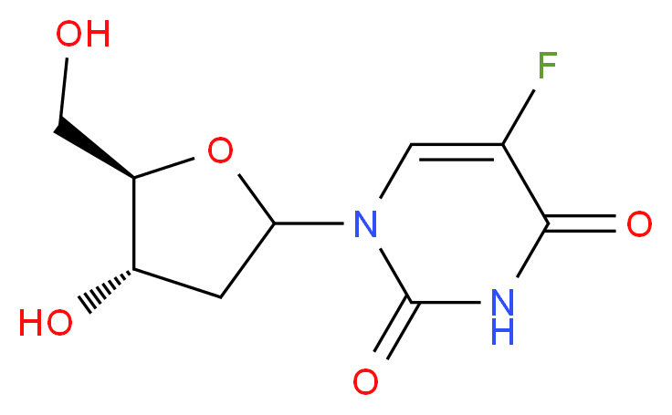 5-fluoro-1-[(4S,5R)-4-hydroxy-5-(hydroxymethyl)oxolan-2-yl]-1,2,3,4-tetrahydropyrimidine-2,4-dione_分子结构_CAS_50-91-9