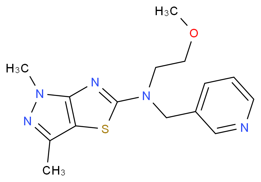 N-(2-methoxyethyl)-1,3-dimethyl-N-(pyridin-3-ylmethyl)-1H-pyrazolo[3,4-d][1,3]thiazol-5-amine_分子结构_CAS_)