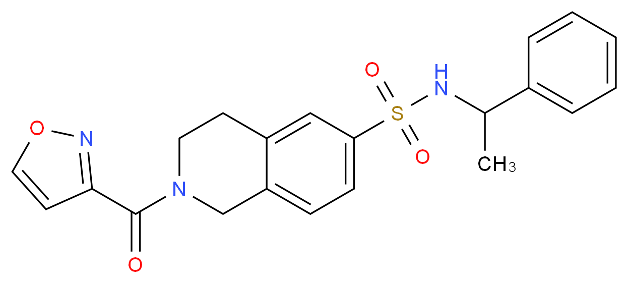 2-(isoxazol-3-ylcarbonyl)-N-(1-phenylethyl)-1,2,3,4-tetrahydroisoquinoline-6-sulfonamide_分子结构_CAS_)