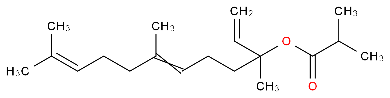 3,7,11-trimethyldodeca-1,6,10-trien-3-yl 2-methylpropanoate_分子结构_CAS_2639-68-1