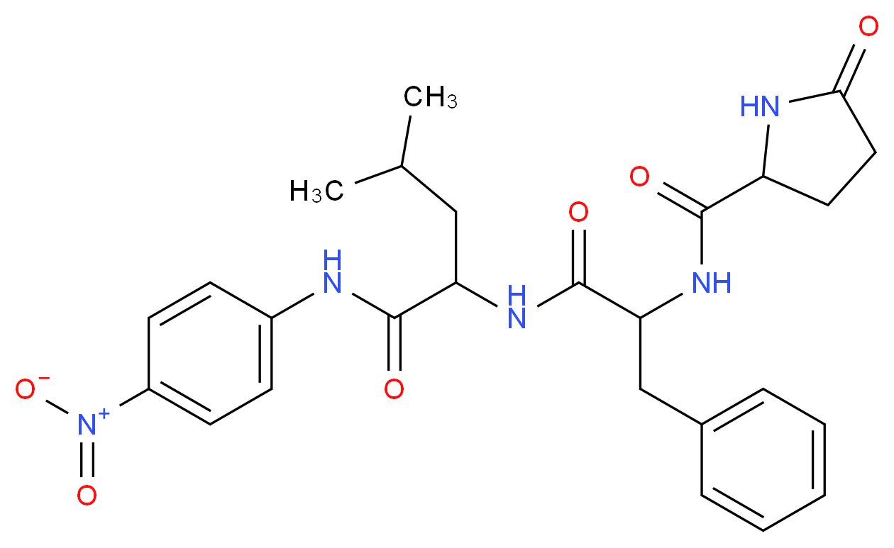 4-methyl-N-(4-nitrophenyl)-2-{2-[(5-oxopyrrolidin-2-yl)formamido]-3-phenylpropanamido}pentanamide_分子结构_CAS_85901-57-1