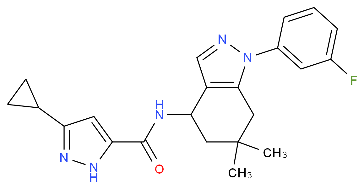 3-cyclopropyl-N-[1-(3-fluorophenyl)-6,6-dimethyl-4,5,6,7-tetrahydro-1H-indazol-4-yl]-1H-pyrazole-5-carboxamide_分子结构_CAS_)