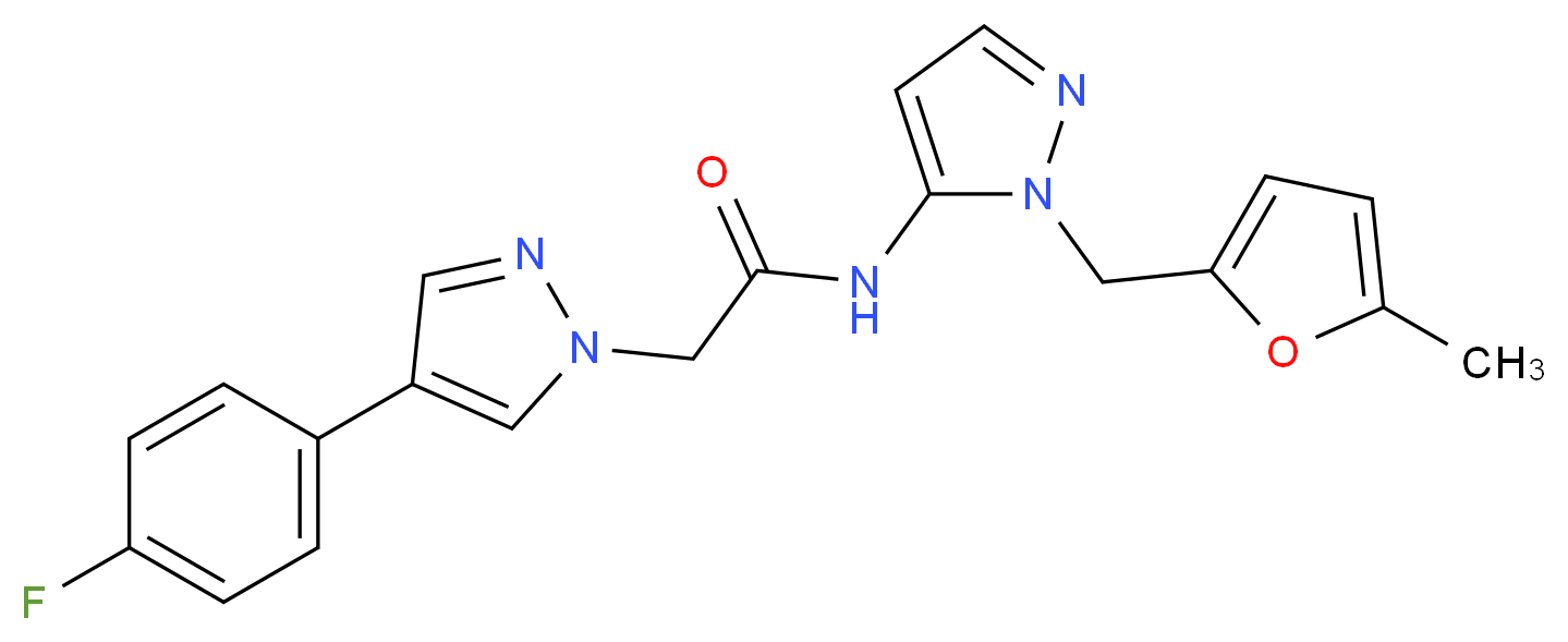 2-[4-(4-fluorophenyl)-1H-pyrazol-1-yl]-N-{1-[(5-methyl-2-furyl)methyl]-1H-pyrazol-5-yl}acetamide_分子结构_CAS_)