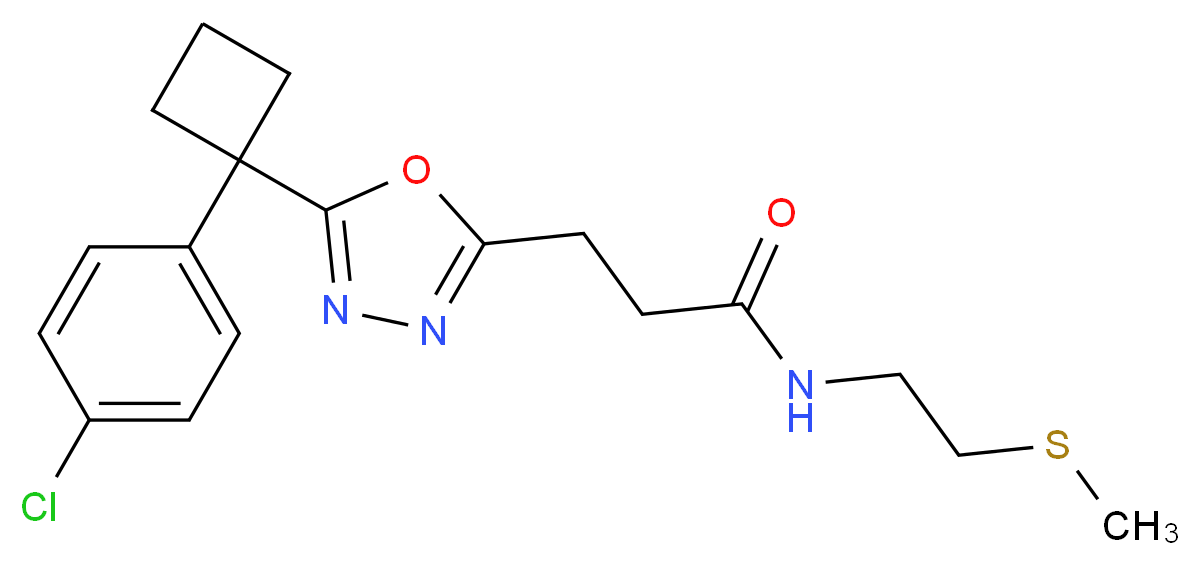 3-{5-[1-(4-chlorophenyl)cyclobutyl]-1,3,4-oxadiazol-2-yl}-N-[2-(methylthio)ethyl]propanamide_分子结构_CAS_)