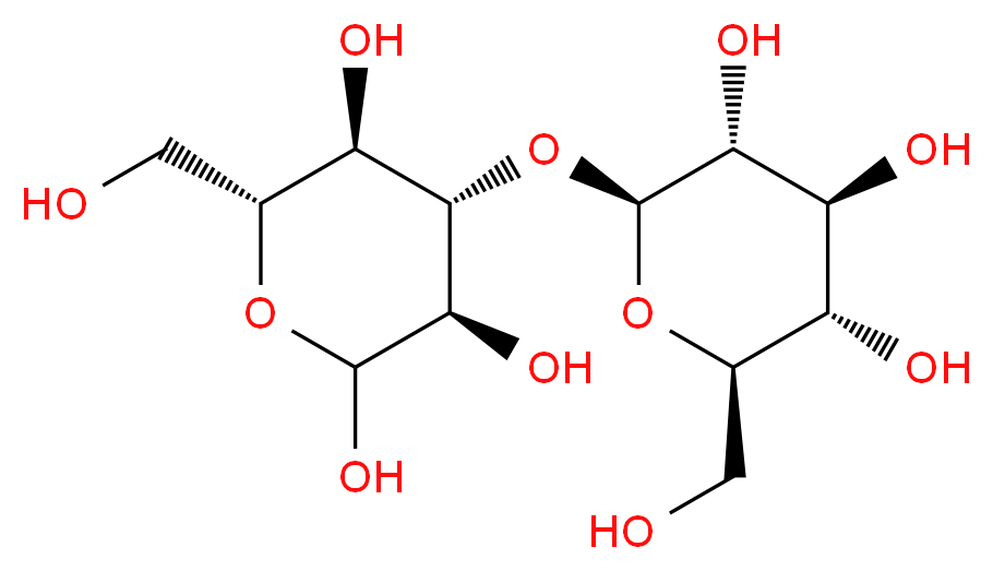 (3R,4S,5R,6R)-6-(hydroxymethyl)-4-{[(2S,3R,4S,5S,6R)-3,4,5-trihydroxy-6-(hydroxymethyl)oxan-2-yl]oxy}oxane-2,3,5-triol_分子结构_CAS_34980-39-7