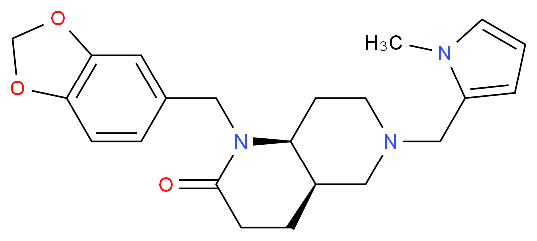 (4aR*,8aS*)-1-(1,3-benzodioxol-5-ylmethyl)-6-[(1-methyl-1H-pyrrol-2-yl)methyl]octahydro-1,6-naphthyridin-2(1H)-one_分子结构_CAS_)