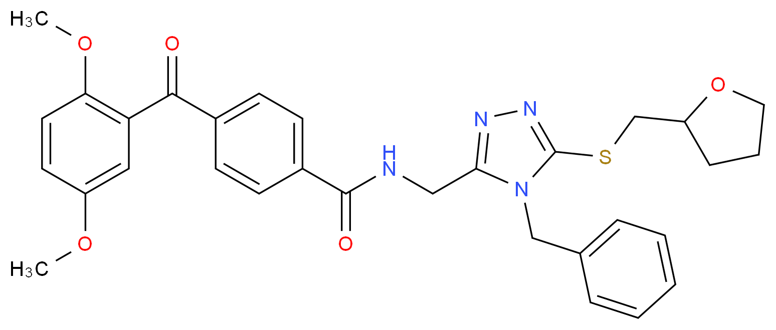 N-({4-benzyl-5-[(tetrahydro-2-furanylmethyl)thio]-4H-1,2,4-triazol-3-yl}methyl)-4-(2,5-dimethoxybenzoyl)benzamide_分子结构_CAS_)
