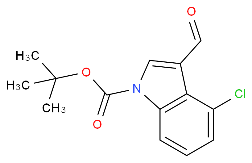 1-Boc-4-Chloro-3-formylindole_分子结构_CAS_914349-00-1)
