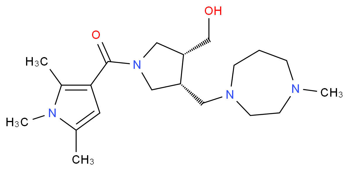 {(3R*,4R*)-4-[(4-methyl-1,4-diazepan-1-yl)methyl]-1-[(1,2,5-trimethyl-1H-pyrrol-3-yl)carbonyl]pyrrolidin-3-yl}methanol_分子结构_CAS_)