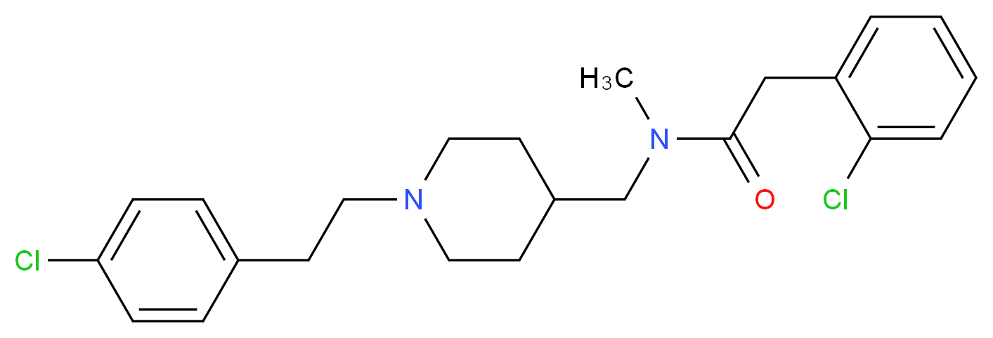 2-(2-chlorophenyl)-N-({1-[2-(4-chlorophenyl)ethyl]-4-piperidinyl}methyl)-N-methylacetamide_分子结构_CAS_)