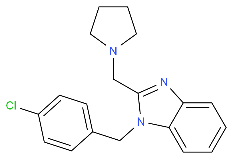 1-[(4-chlorophenyl)methyl]-2-(pyrrolidin-1-ylmethyl)-1H-1,3-benzodiazole_分子结构_CAS_442-52-4