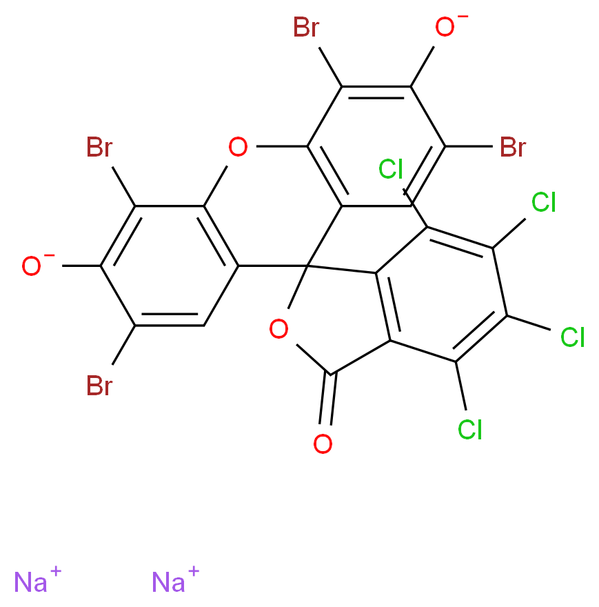 disodium 2',4',5',7'-tetrabromo-4,5,6,7-tetrachloro-3-oxo-3H-spiro[2-benzofuran-1,9'-xanthene]-3',6'-bis(olate)_分子结构_CAS_18472-87-2