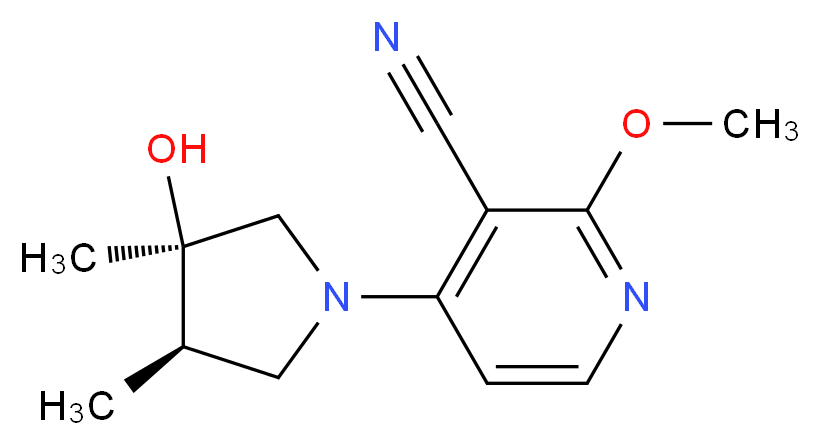 4-[(3R*,4R*)-3-hydroxy-3,4-dimethyl-1-pyrrolidinyl]-2-methoxynicotinonitrile_分子结构_CAS_)