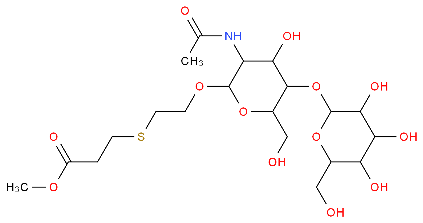 methyl 3-[(2-{[3-acetamido-4-hydroxy-6-(hydroxymethyl)-5-{[3,4,5-trihydroxy-6-(hydroxymethyl)oxan-2-yl]oxy}oxan-2-yl]oxy}ethyl)sulfanyl]propanoate_分子结构_CAS_87019-31-6