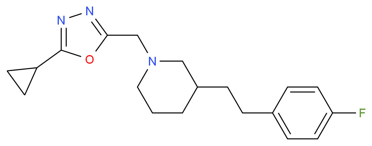 1-[(5-cyclopropyl-1,3,4-oxadiazol-2-yl)methyl]-3-[2-(4-fluorophenyl)ethyl]piperidine_分子结构_CAS_)