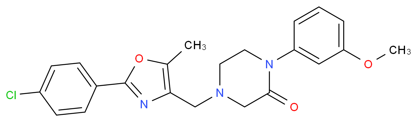 4-{[2-(4-chlorophenyl)-5-methyl-1,3-oxazol-4-yl]methyl}-1-(3-methoxyphenyl)-2-piperazinone_分子结构_CAS_)