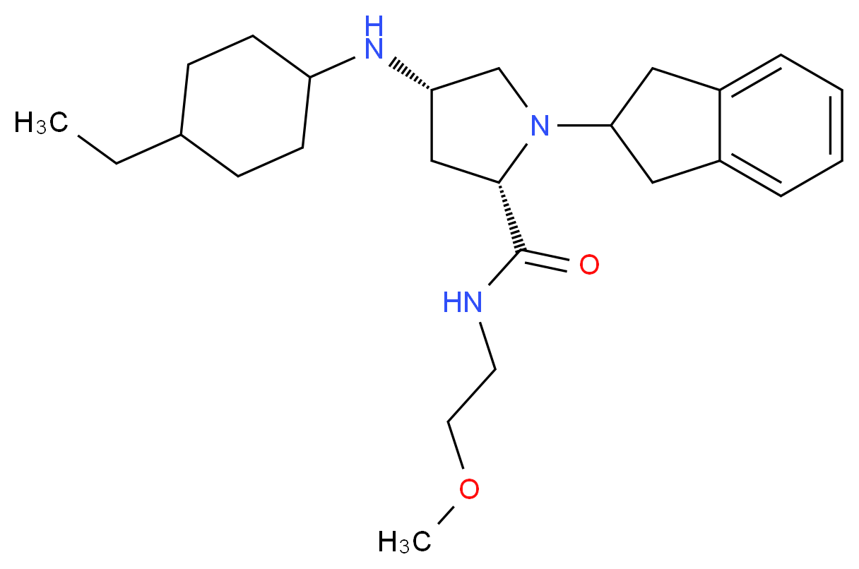 (4S)-1-(2,3-dihydro-1H-inden-2-yl)-4-[(4-ethylcyclohexyl)amino]-N-(2-methoxyethyl)-L-prolinamide_分子结构_CAS_)