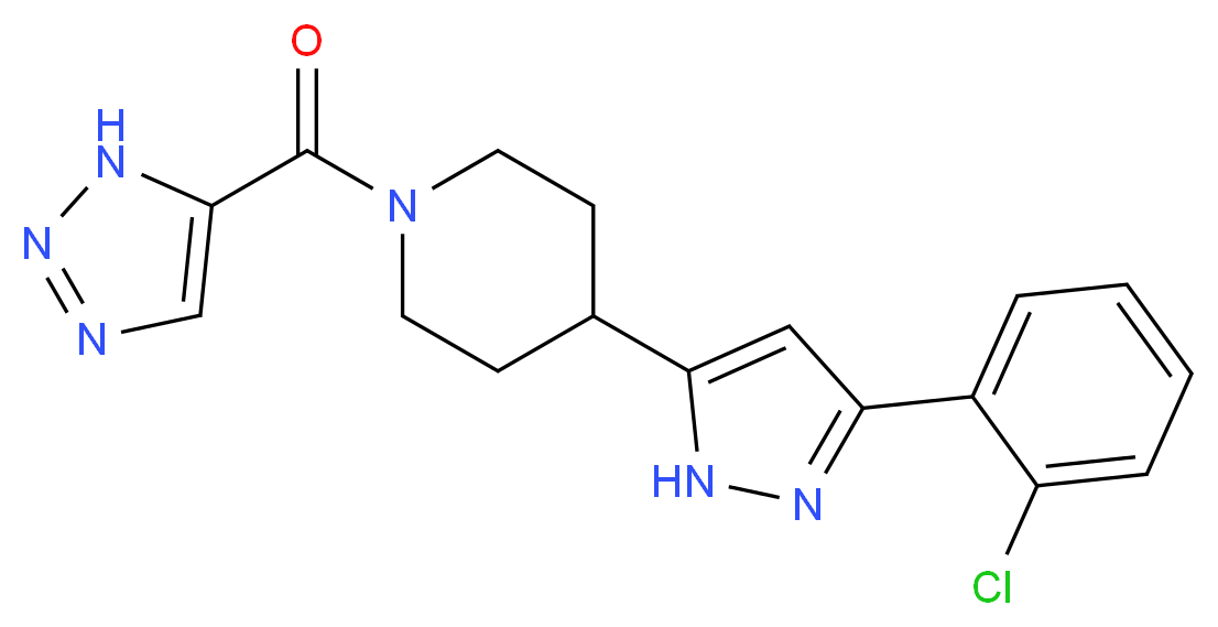 4-[3-(2-chlorophenyl)-1H-pyrazol-5-yl]-1-(1H-1,2,3-triazol-5-ylcarbonyl)piperidine_分子结构_CAS_)