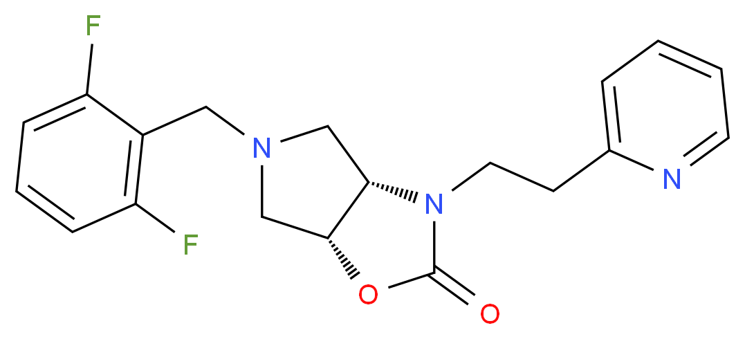 (3aS*,6aR*)-5-(2,6-difluorobenzyl)-3-[2-(2-pyridinyl)ethyl]hexahydro-2H-pyrrolo[3,4-d][1,3]oxazol-2-one_分子结构_CAS_)