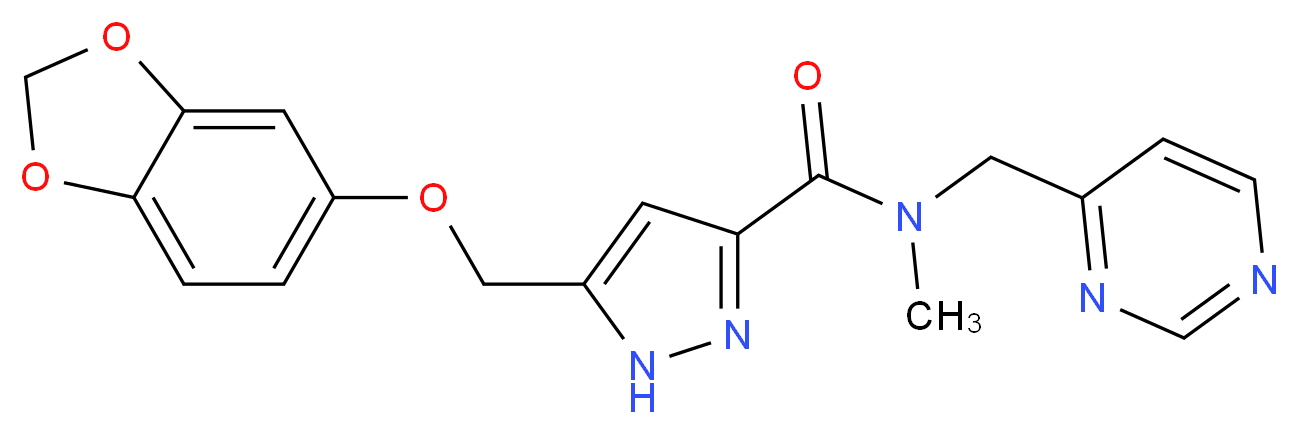 5-[(1,3-benzodioxol-5-yloxy)methyl]-N-methyl-N-(4-pyrimidinylmethyl)-1H-pyrazole-3-carboxamide_分子结构_CAS_)