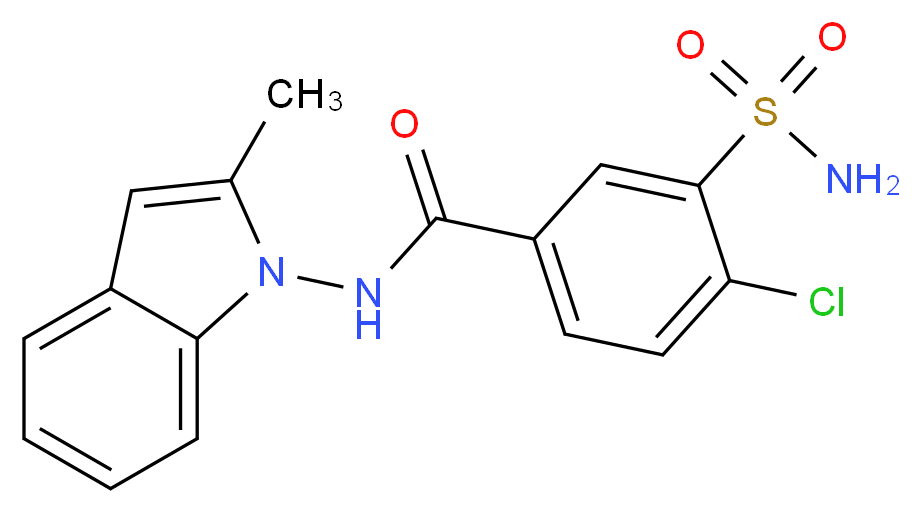 4-chloro-N-(2-methyl-1H-indol-1-yl)-3-sulfamoylbenzamide_分子结构_CAS_63968-75-2