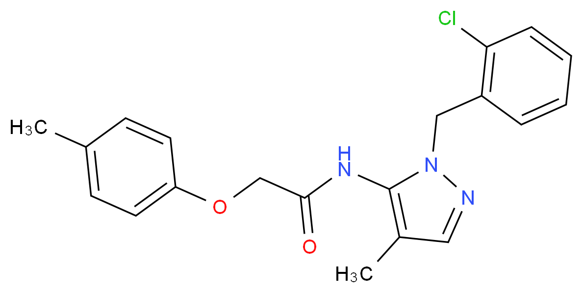 N-[1-(2-chlorobenzyl)-4-methyl-1H-pyrazol-5-yl]-2-(4-methylphenoxy)acetamide_分子结构_CAS_)