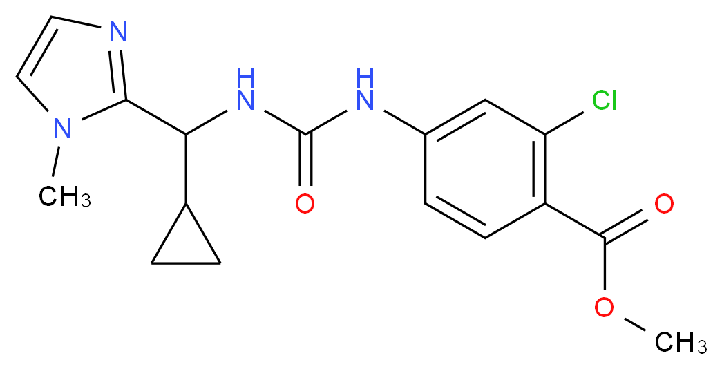 methyl 2-chloro-4-[({[cyclopropyl(1-methyl-1H-imidazol-2-yl)methyl]amino}carbonyl)amino]benzoate_分子结构_CAS_)