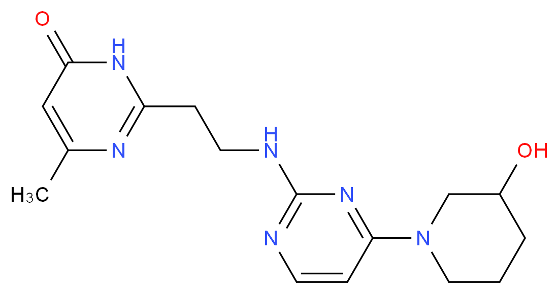 2-(2-{[4-(3-hydroxypiperidin-1-yl)pyrimidin-2-yl]amino}ethyl)-6-methylpyrimidin-4(3H)-one_分子结构_CAS_)