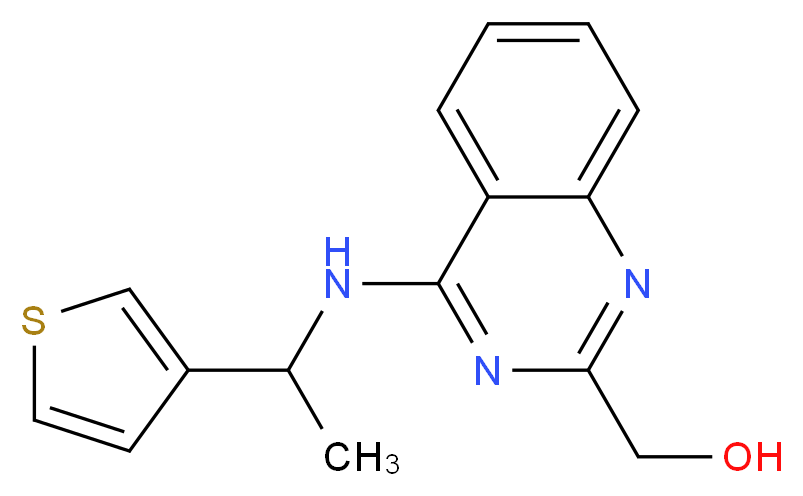 (4-{[1-(3-thienyl)ethyl]amino}quinazolin-2-yl)methanol_分子结构_CAS_)