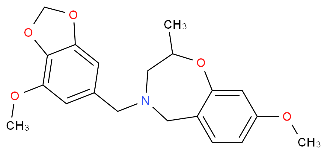 8-methoxy-4-[(7-methoxy-1,3-benzodioxol-5-yl)methyl]-2-methyl-2,3,4,5-tetrahydro-1,4-benzoxazepine_分子结构_CAS_)