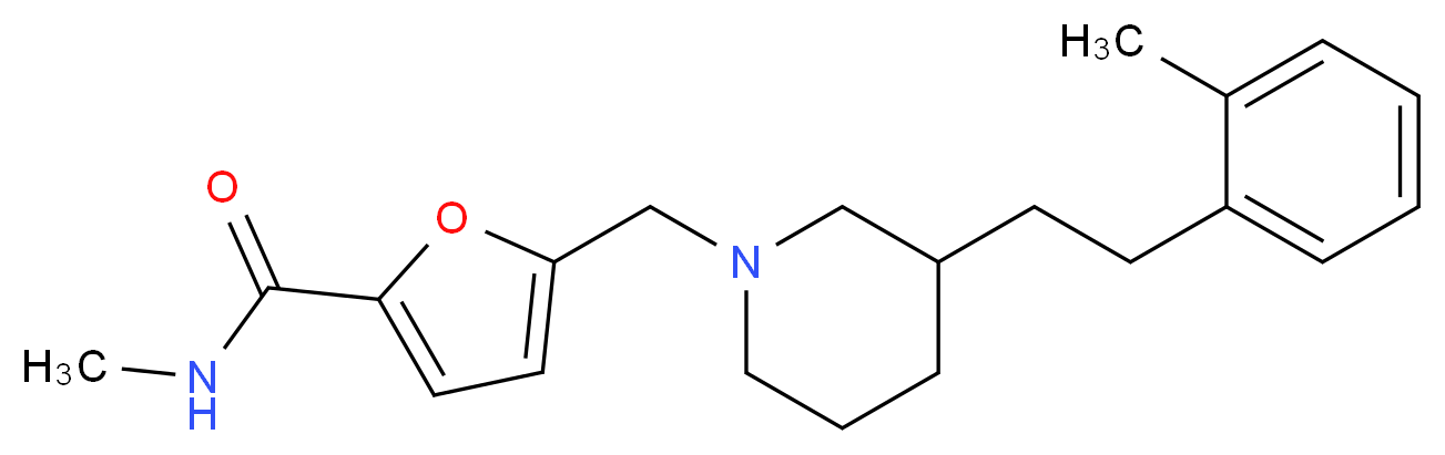 N-methyl-5-({3-[2-(2-methylphenyl)ethyl]-1-piperidinyl}methyl)-2-furamide_分子结构_CAS_)