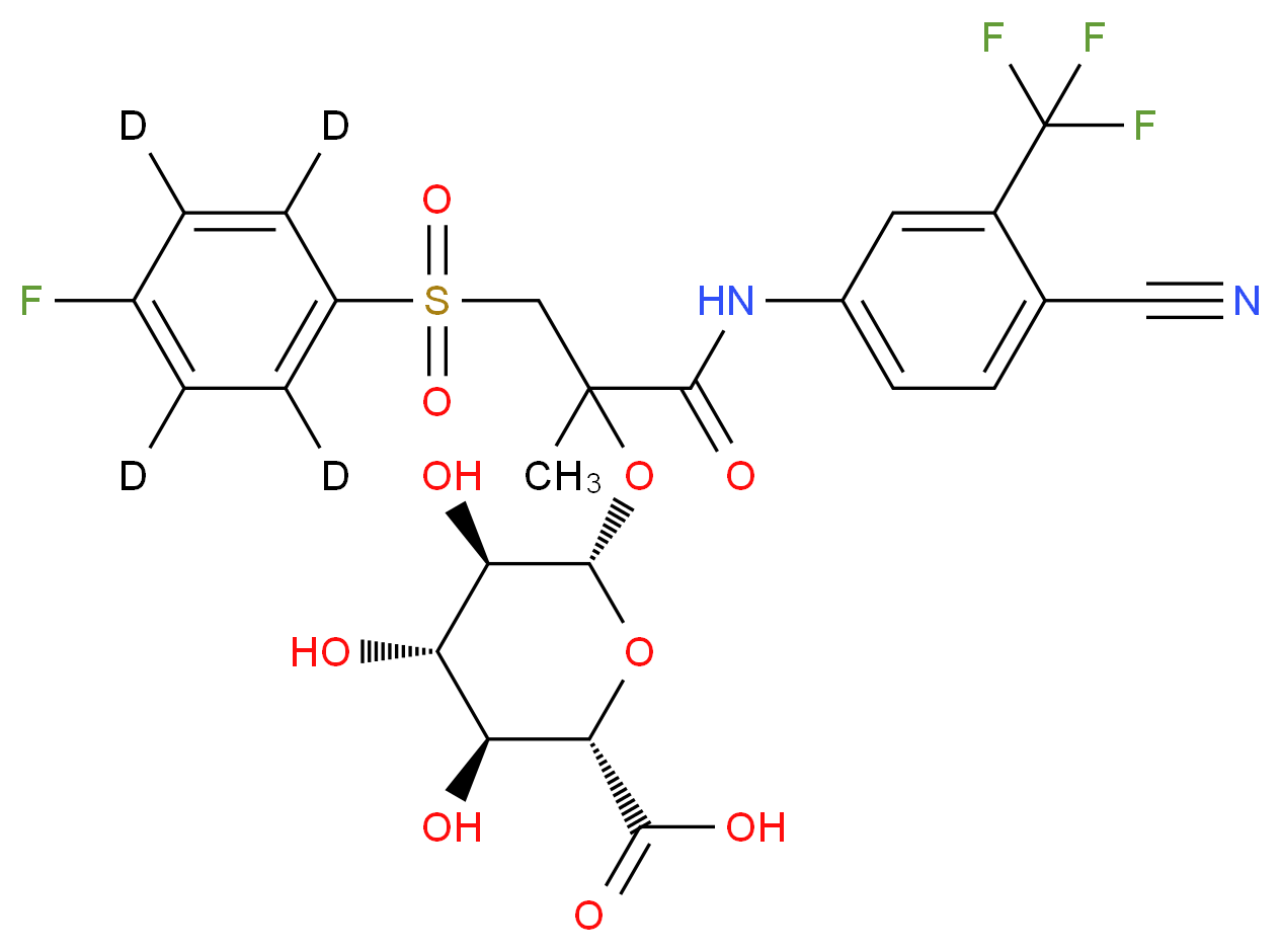 (2S,3S,4S,5R,6S)-6-(1-{[4-cyano-3-(trifluoromethyl)phenyl]carbamoyl}-2-[4-fluoro(<sup>2</sup>H<sub>4</sub>)benzenesulfonyl]-1-methylethoxy)-3,4,5-trihydroxyoxane-2-carboxylic acid_分子结构_CAS_151262-59-8