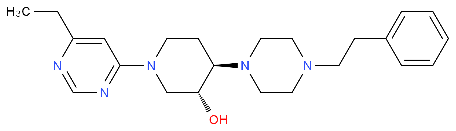 (3R*,4R*)-1-(6-ethyl-4-pyrimidinyl)-4-[4-(2-phenylethyl)-1-piperazinyl]-3-piperidinol_分子结构_CAS_)