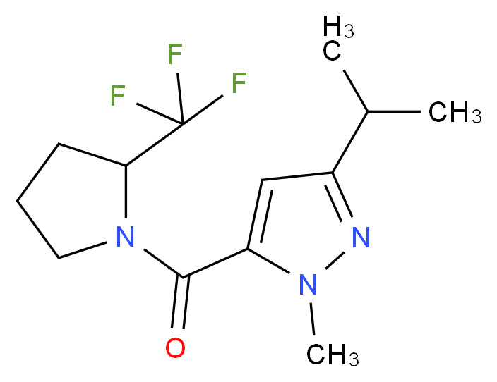 3-isopropyl-1-methyl-5-{[2-(trifluoromethyl)-1-pyrrolidinyl]carbonyl}-1H-pyrazole_分子结构_CAS_)