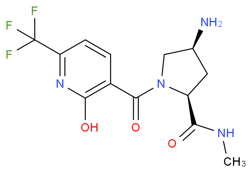 (4S)-4-amino-1-{[2-hydroxy-6-(trifluoromethyl)pyridin-3-yl]carbonyl}-N-methyl-L-prolinamide_分子结构_CAS_)