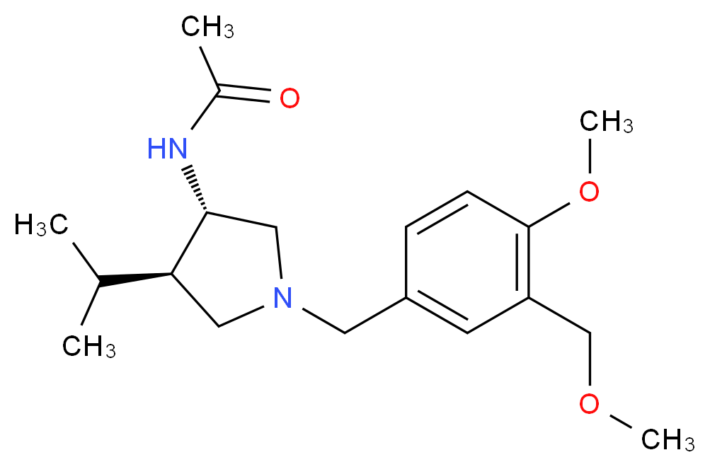 N-{(3S*,4R*)-4-isopropyl-1-[4-methoxy-3-(methoxymethyl)benzyl]-3-pyrrolidinyl}acetamide_分子结构_CAS_)