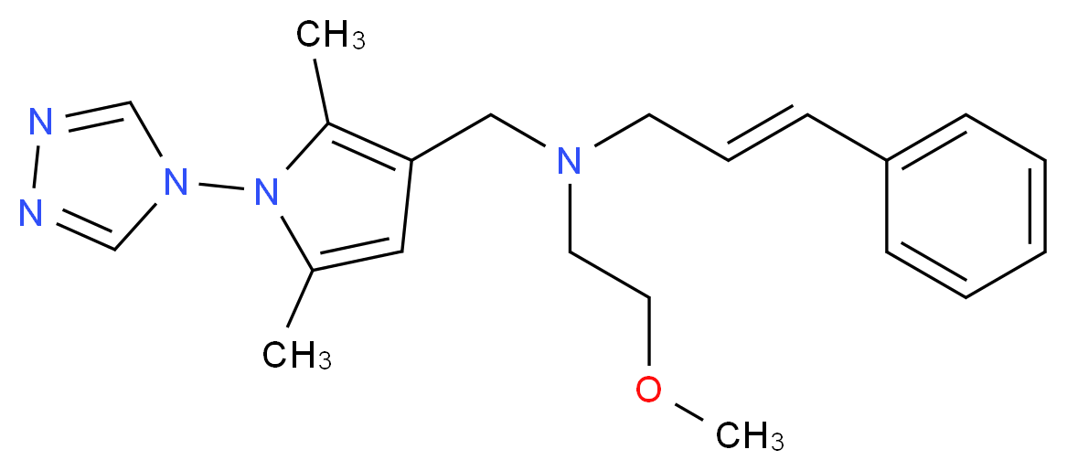 (2E)-N-{[2,5-dimethyl-1-(4H-1,2,4-triazol-4-yl)-1H-pyrrol-3-yl]methyl}-N-(2-methoxyethyl)-3-phenylprop-2-en-1-amine_分子结构_CAS_)