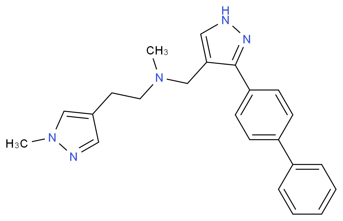 N-{[3-(4-biphenylyl)-1H-pyrazol-4-yl]methyl}-N-methyl-2-(1-methyl-1H-pyrazol-4-yl)ethanamine_分子结构_CAS_)