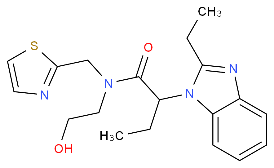 2-(2-ethyl-1H-benzimidazol-1-yl)-N-(2-hydroxyethyl)-N-(1,3-thiazol-2-ylmethyl)butanamide_分子结构_CAS_)