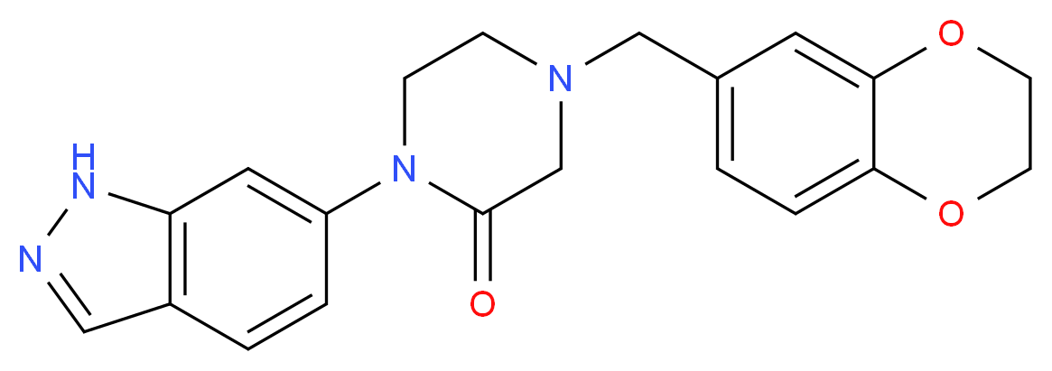 4-(2,3-dihydro-1,4-benzodioxin-6-ylmethyl)-1-(1H-indazol-6-yl)-2-piperazinone_分子结构_CAS_)