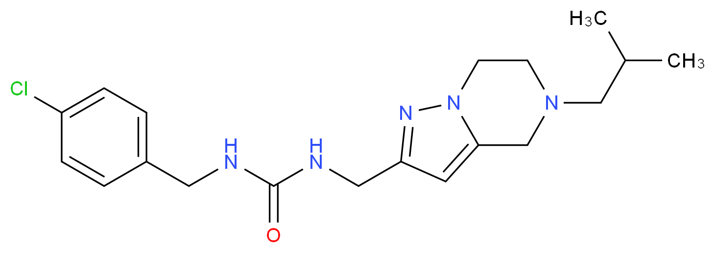 N-(4-chlorobenzyl)-N'-[(5-isobutyl-4,5,6,7-tetrahydropyrazolo[1,5-a]pyrazin-2-yl)methyl]urea_分子结构_CAS_)