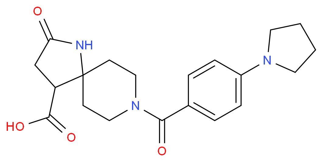2-oxo-8-(4-pyrrolidin-1-ylbenzoyl)-1,8-diazaspiro[4.5]decane-4-carboxylic acid_分子结构_CAS_)