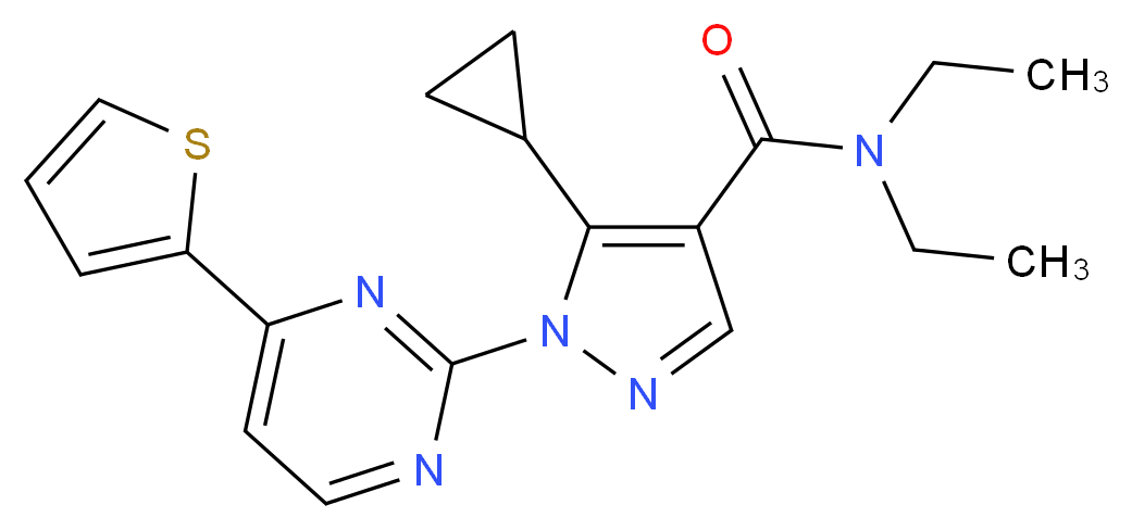 5-cyclopropyl-N,N-diethyl-1-[4-(2-thienyl)-2-pyrimidinyl]-1H-pyrazole-4-carboxamide_分子结构_CAS_)