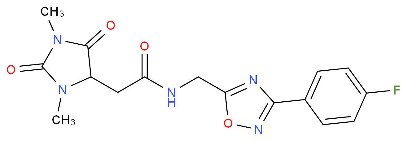2-(1,3-dimethyl-2,5-dioxo-4-imidazolidinyl)-N-{[3-(4-fluorophenyl)-1,2,4-oxadiazol-5-yl]methyl}acetamide_分子结构_CAS_)