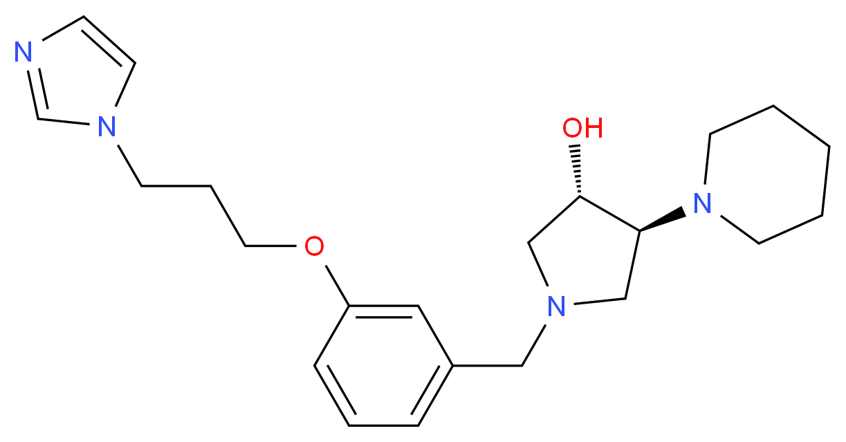 (3S*,4S*)-1-{3-[3-(1H-imidazol-1-yl)propoxy]benzyl}-4-piperidin-1-ylpyrrolidin-3-ol_分子结构_CAS_)