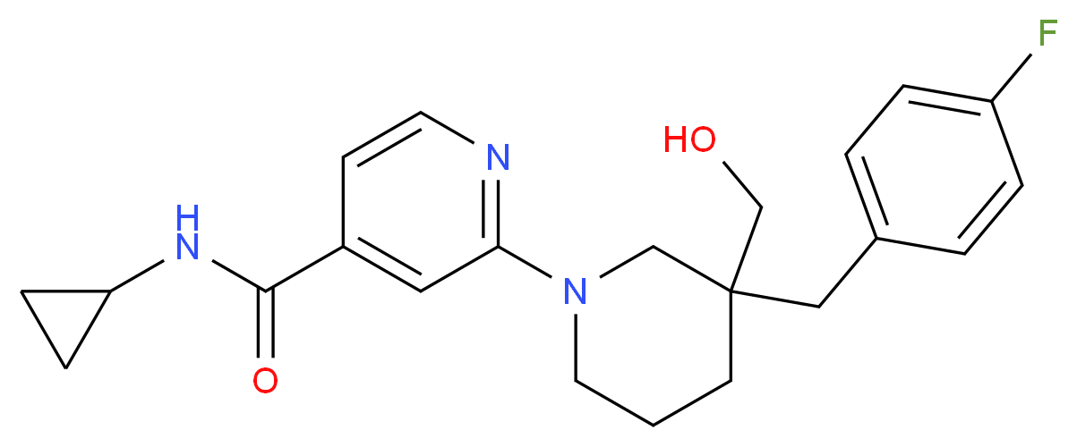 N-cyclopropyl-2-[3-(4-fluorobenzyl)-3-(hydroxymethyl)piperidin-1-yl]isonicotinamide_分子结构_CAS_)