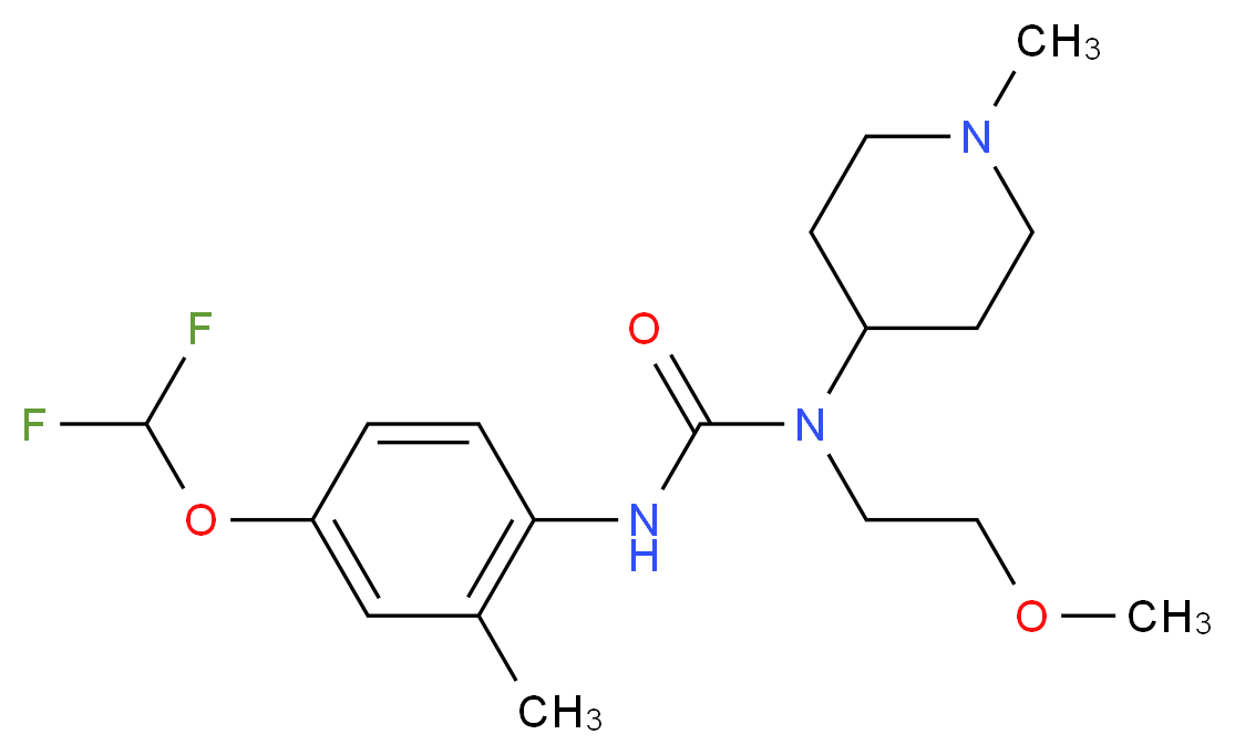 N'-[4-(difluoromethoxy)-2-methylphenyl]-N-(2-methoxyethyl)-N-(1-methylpiperidin-4-yl)urea_分子结构_CAS_)
